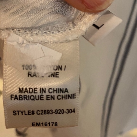 Cloth & Stone White Gauze Blue Striped Tunic Top - Picture 8 of 8